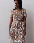 Floral Embroidered Tulle Midi Dress - Maelle Paris