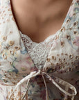 Robe midi fleurie façon corset