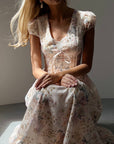 Robe midi fleurie façon corset