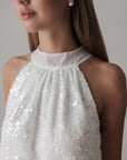 Mini-robe col licou ornée de sequins