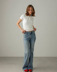 Jeans a zampa in denim slavato