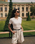 Cream Still Knit Polo Top