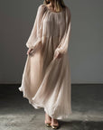 Ethereal Breeze Pleated Maxi Dress.