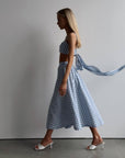 Blue Gingham Crop Top and Midi Skirt Set - Maelle Paris