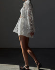Elegant White Lace Suit - Maelle Paris