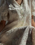 Elegant White Lace Detail Suit - Maelle Paris