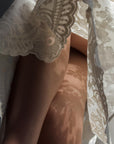 Elegant White Lace Detail Suit - Maelle Paris