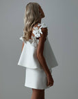 White Mini Suit with Floral Details - Maelle Paris