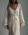 Elegant White Floral Embroidered Suit Set - Maelle Paris