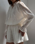 Elegant White Lace Embroidered Suit - Maelle Paris