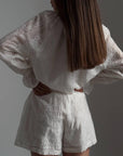 Elegant White Lace Embroidered Suit - Maelle Paris