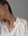 Elegant White Lace Embroidered Suit - Maelle Paris
