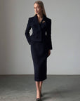 Elegant Dark Blue Suit Dress - Maelle Paris