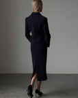 Elegant Dark Blue Suit Dress - Maelle Paris