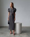 Elegant Gray Crop Jacket Dress - Maelle Paris