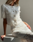 Completo elegante in pizzo bianco