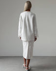 Completo due pezzi bianco ricamato