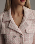 Conjunto de chaqueta corta y falda de tweed rosa