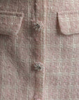 Conjunto de chaqueta corta y falda de tweed rosa