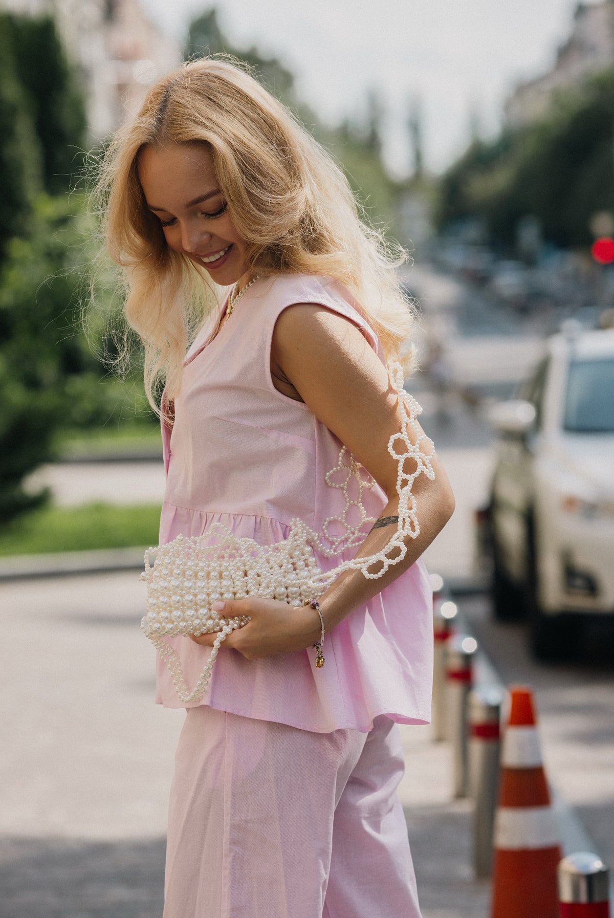 Ensemble en coton pêche rosée