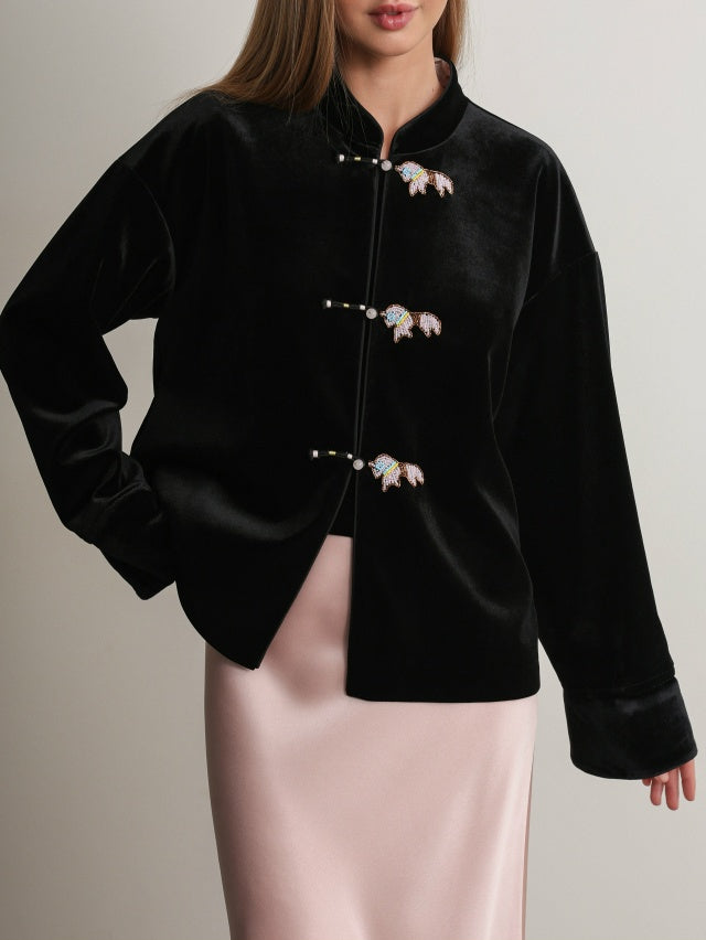 Noir Silk Charm Jacket