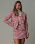 Conjunto de tweed rosa de otoño