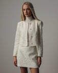 Spitzen-Set aus Jacke und Rock mit Perlen