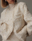 Rollkragen-Strickpullover in Creme
