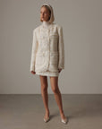 Rollkragen-Strickpullover in Creme