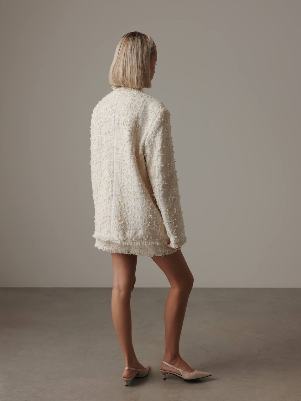 Rollkragen-Strickpullover in Creme