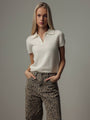 Cream Polo Knit Top