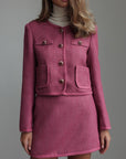 Conjunto de tweed de dos piezas frambuesa