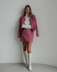 Conjunto de tweed de dos piezas frambuesa