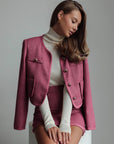 Conjunto de tweed de dos piezas frambuesa