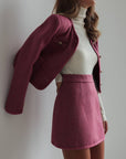 Conjunto de tweed de dos piezas frambuesa