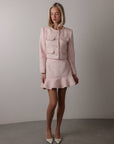 Elegantes rosa Tweed-Set mit Pailletten
