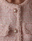 Elegantes rosa Tweed-Set mit Pailletten