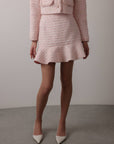 Elegantes rosa Tweed-Set mit Pailletten