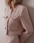Elegantes rosa Tweed-Set mit Pailletten