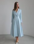 Vestido midi azul empolvado