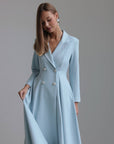 Vestido midi azul empolvado