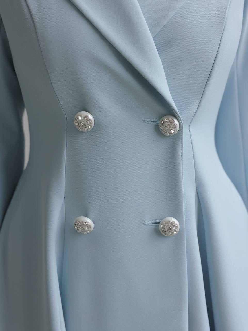 Vestido midi azul empolvado