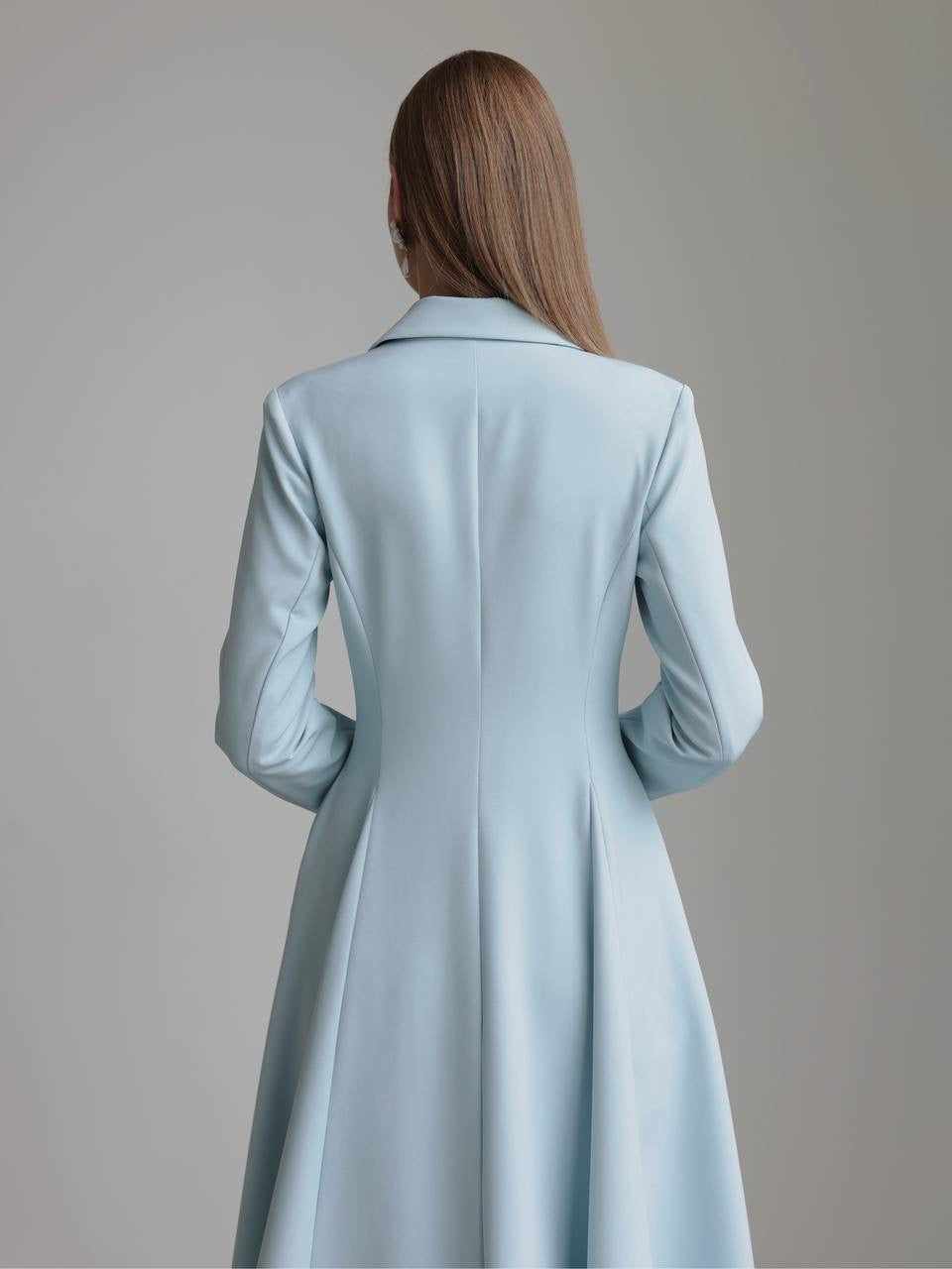 Vestido midi azul empolvado