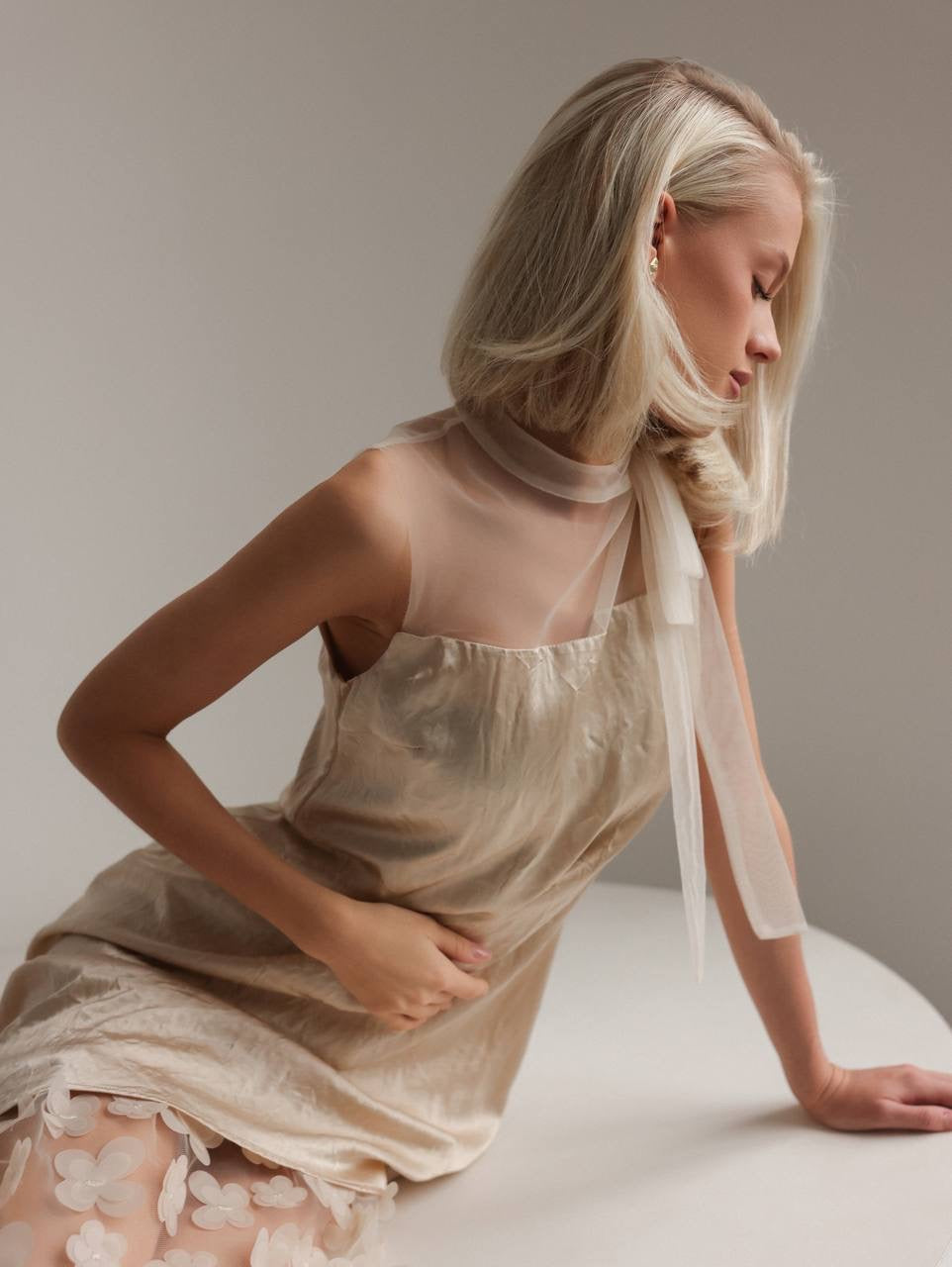 Asymmetrical Cream Dress