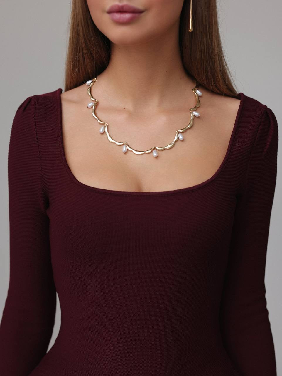 Abito in maglia svasato bordeaux