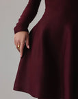 Abito in maglia svasato bordeaux