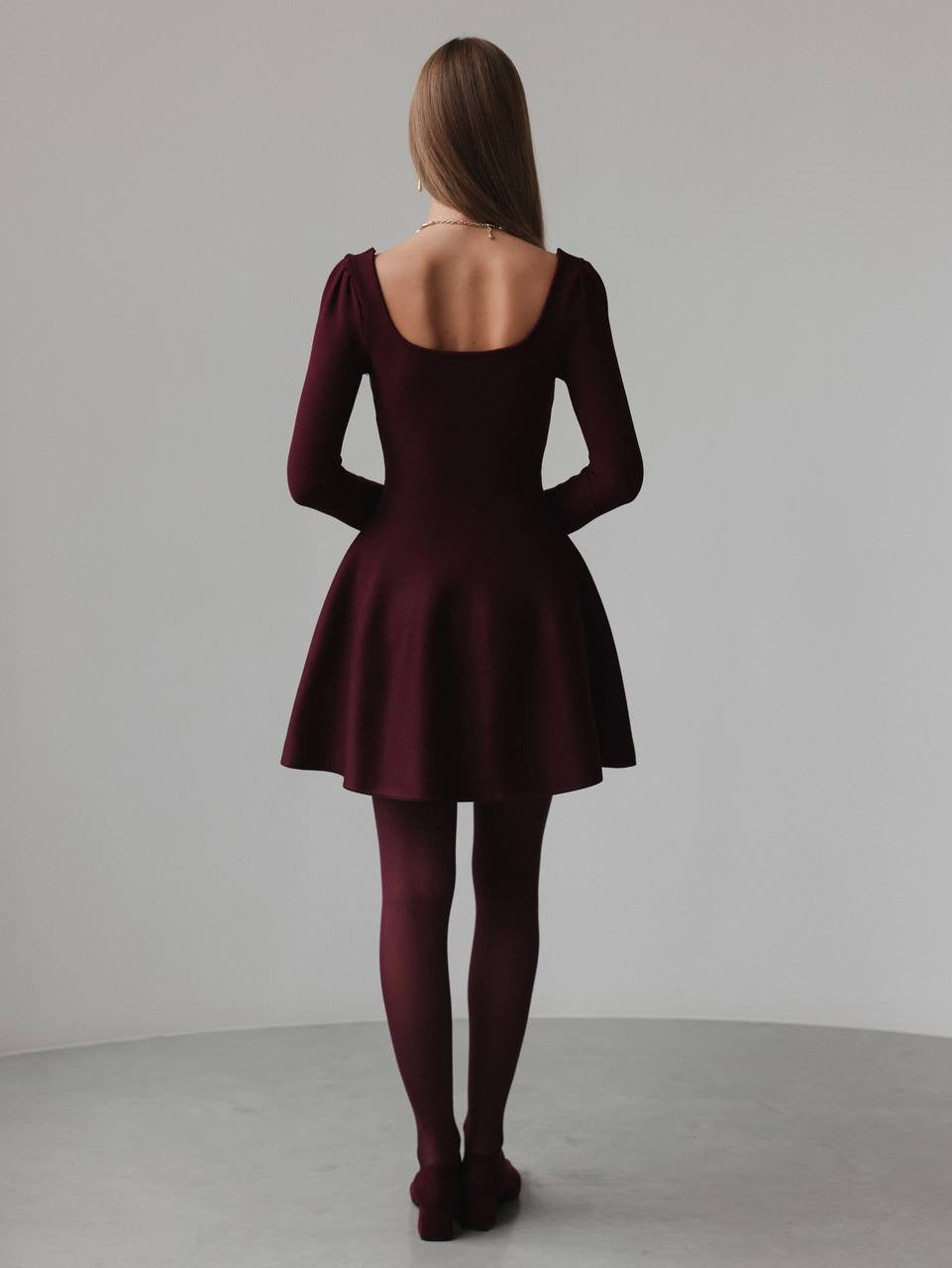 Abito in maglia svasato bordeaux