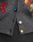 Cardigan gris brodé de fleurs