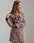 Romantisches Tweed-Minikleid mit Schleife