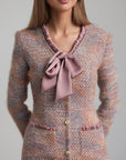 Romantisches Tweed-Minikleid mit Schleife